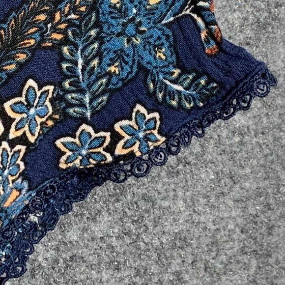 Altar’d State A Line Dress M Boho Blue Floral Bell Sleeves Crochet Cut Out Neck - Picture 7 of 16
